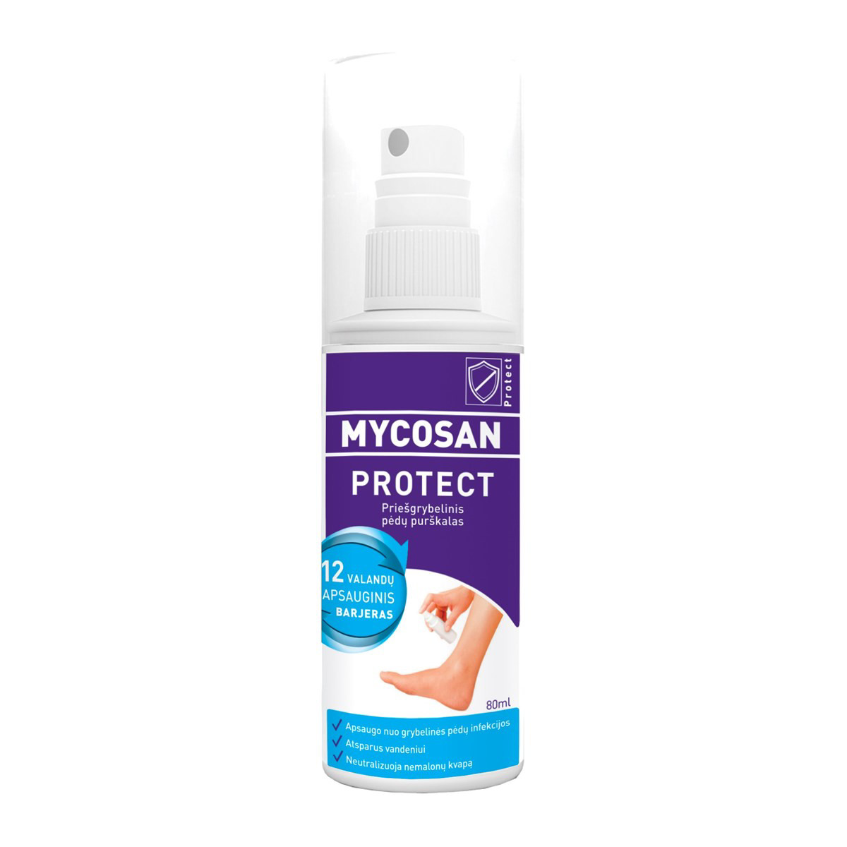 MYCOSAN PROTECT, priešgrybelinis pėdų purškalas, 80 ml