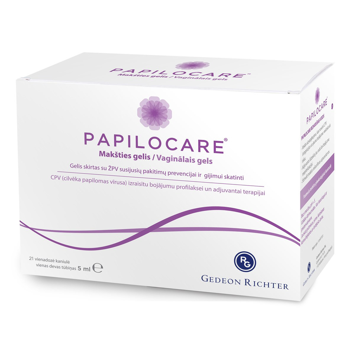 PAPILOCAREM kanulės, 5 ml, 21 vnt.