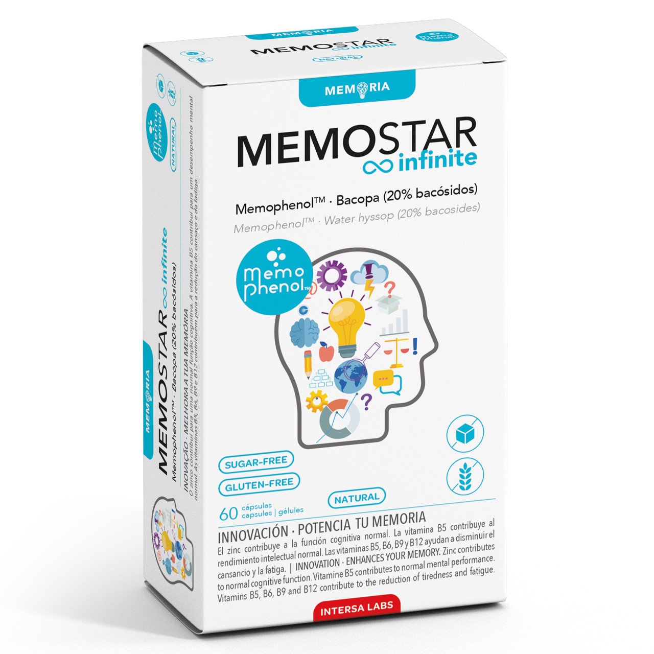 MEMOSTAR INFINITE, koncentracijai ir atminčiai, 60 augalinių kapsulių