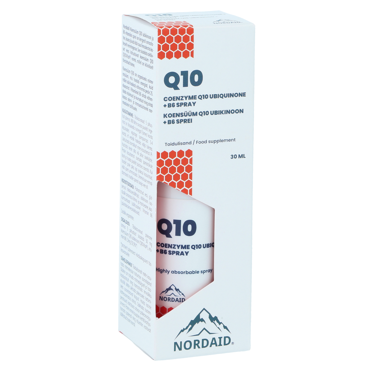 Nordaid Q10 + B6 ubiquinol spray, 30ml, 200 papurškimų