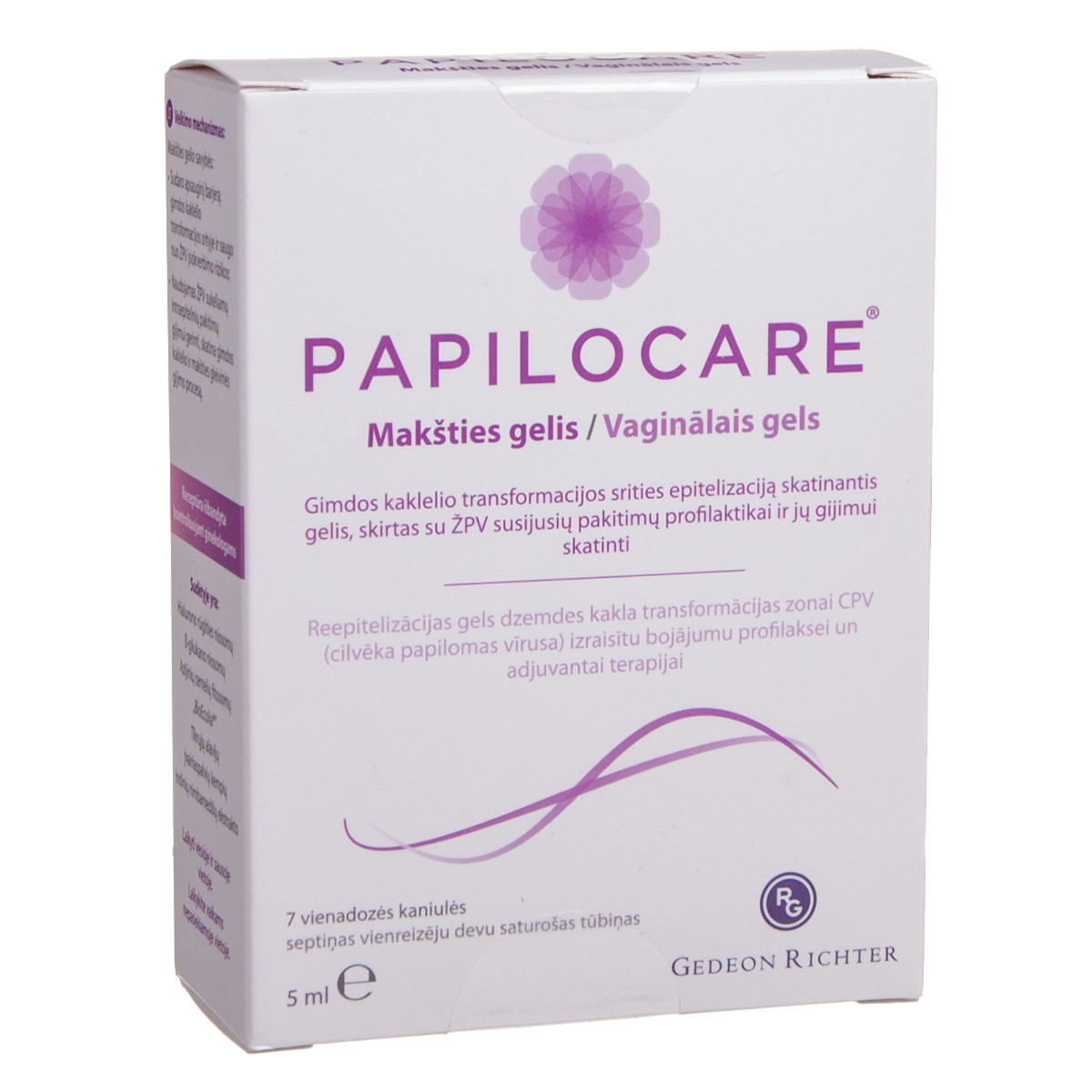 PAPILOCARE, makšties gelis, 7 vienadozės kaniulės, 5 ml