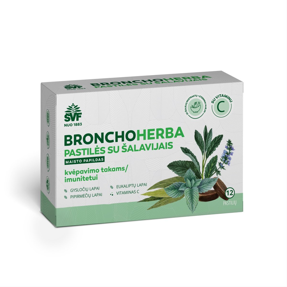 ŠVF/AC BRONCHOHERBA, pastilės su šalavijais, N12