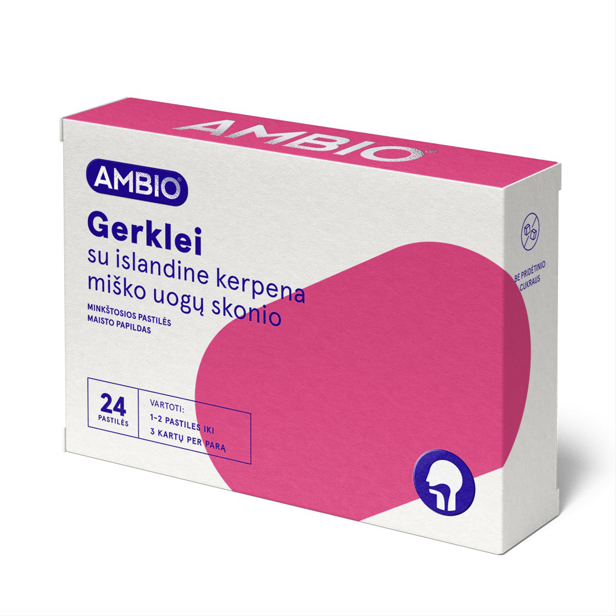 AMBIO GERKLEI SU ISLANDINE KERPENA 80 mg (MIŠKO UOGŲ SKONIO), 24 minkštosios pastilės