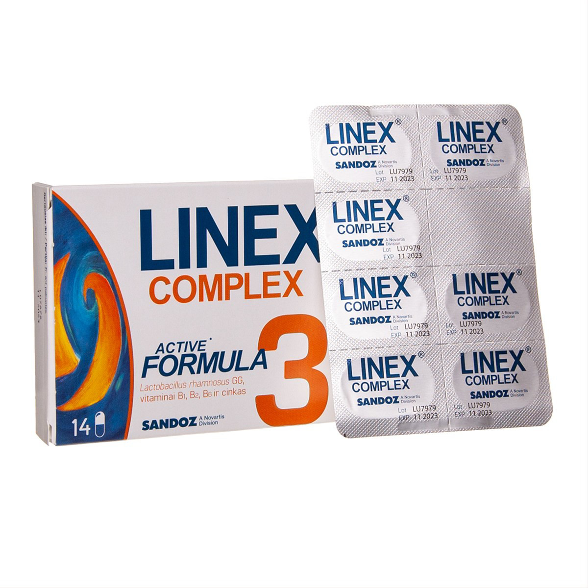 LINEX COMPLEX, 14 skrandžio sultims atsparių kapsulių