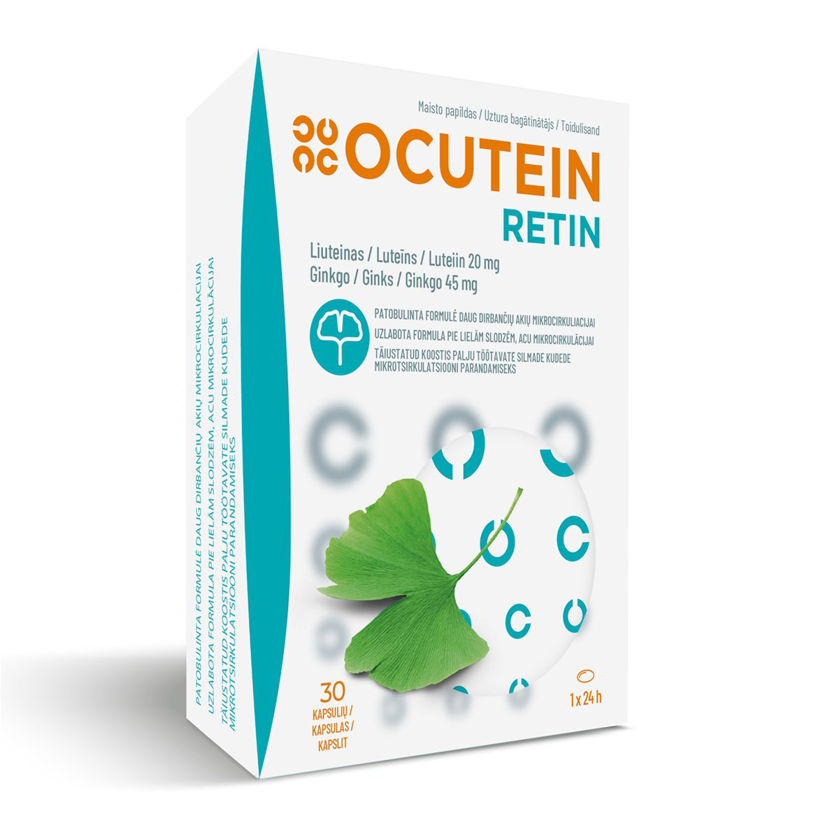 OCUTEIN RETIN LUTEIN 20 mg + GINKGO 45 mg, 30 kapsulių