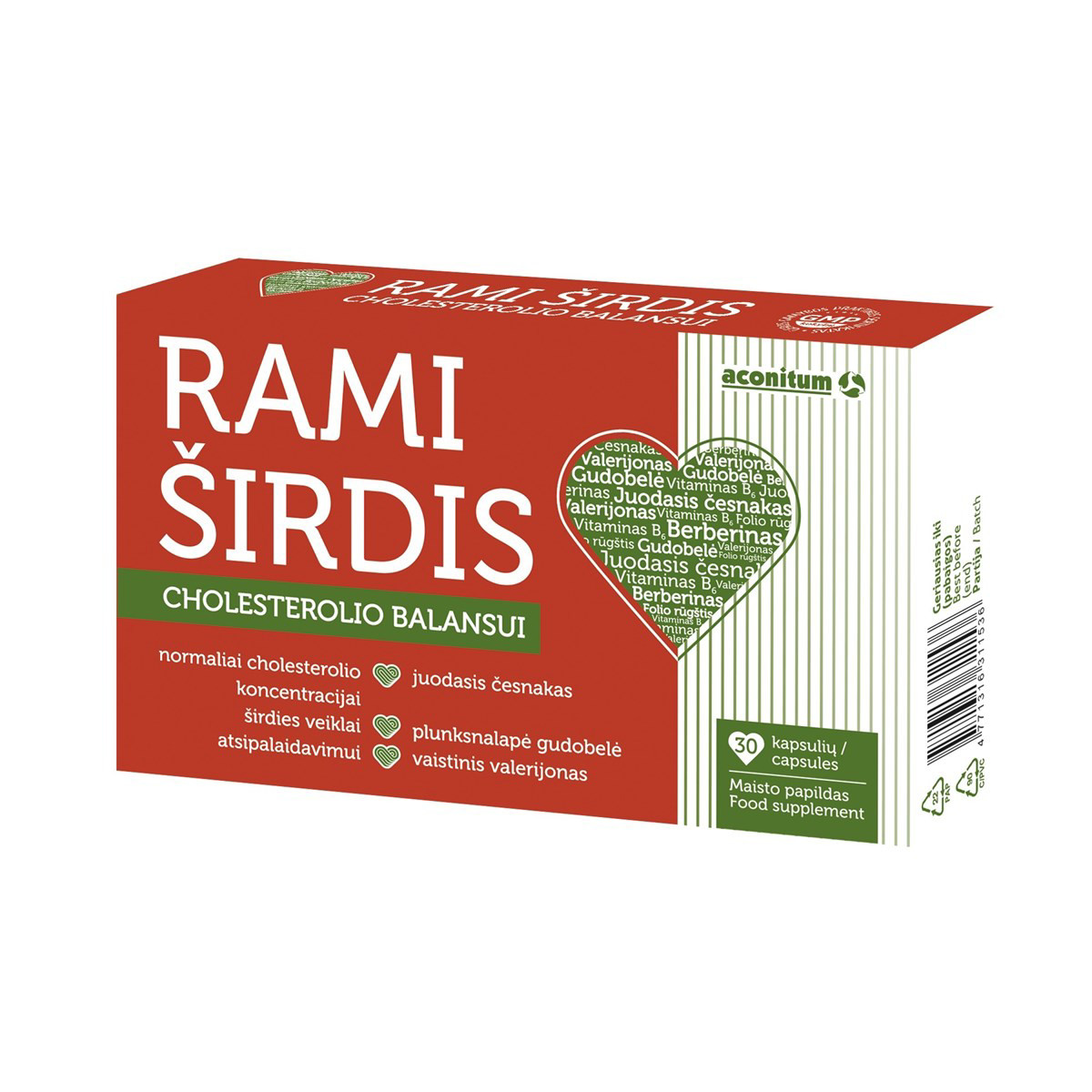 RAMI ŠIRDIS CHOLESTEROLIO BALANSUI, 30 kapsulių