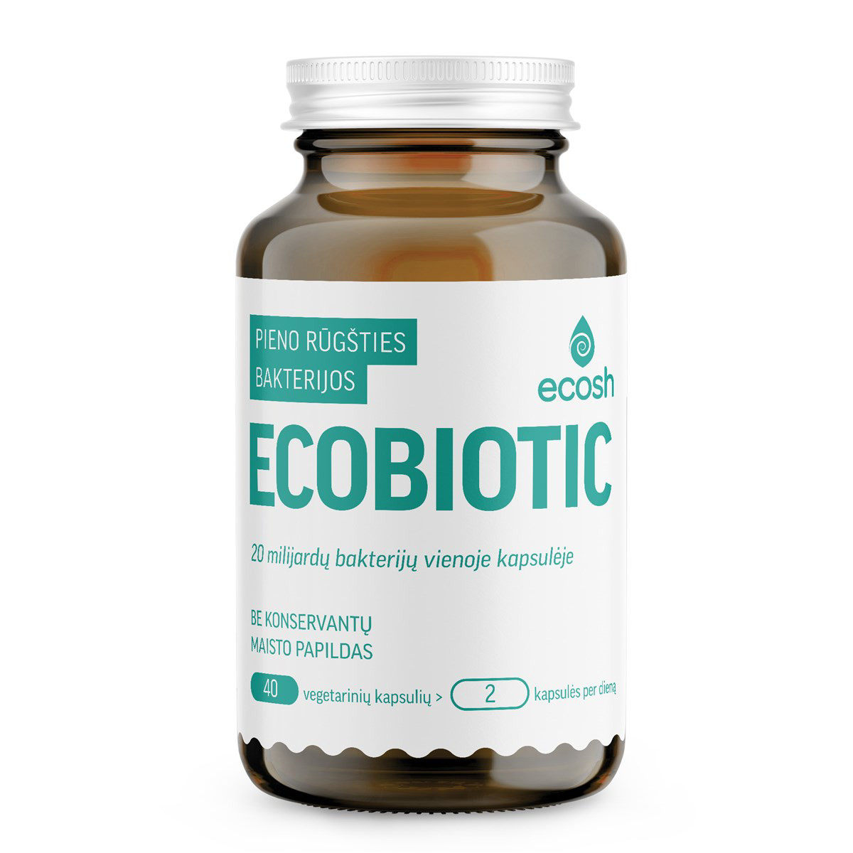 ECOSH ECOBIOTIC PIENO RŪGŠTIES BAKTERIJOS, 40 kapsulių