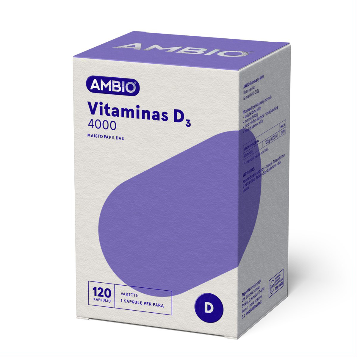 AMBIO VITAMINAS D3 4000IU, 120 minkštųjų kapsulių