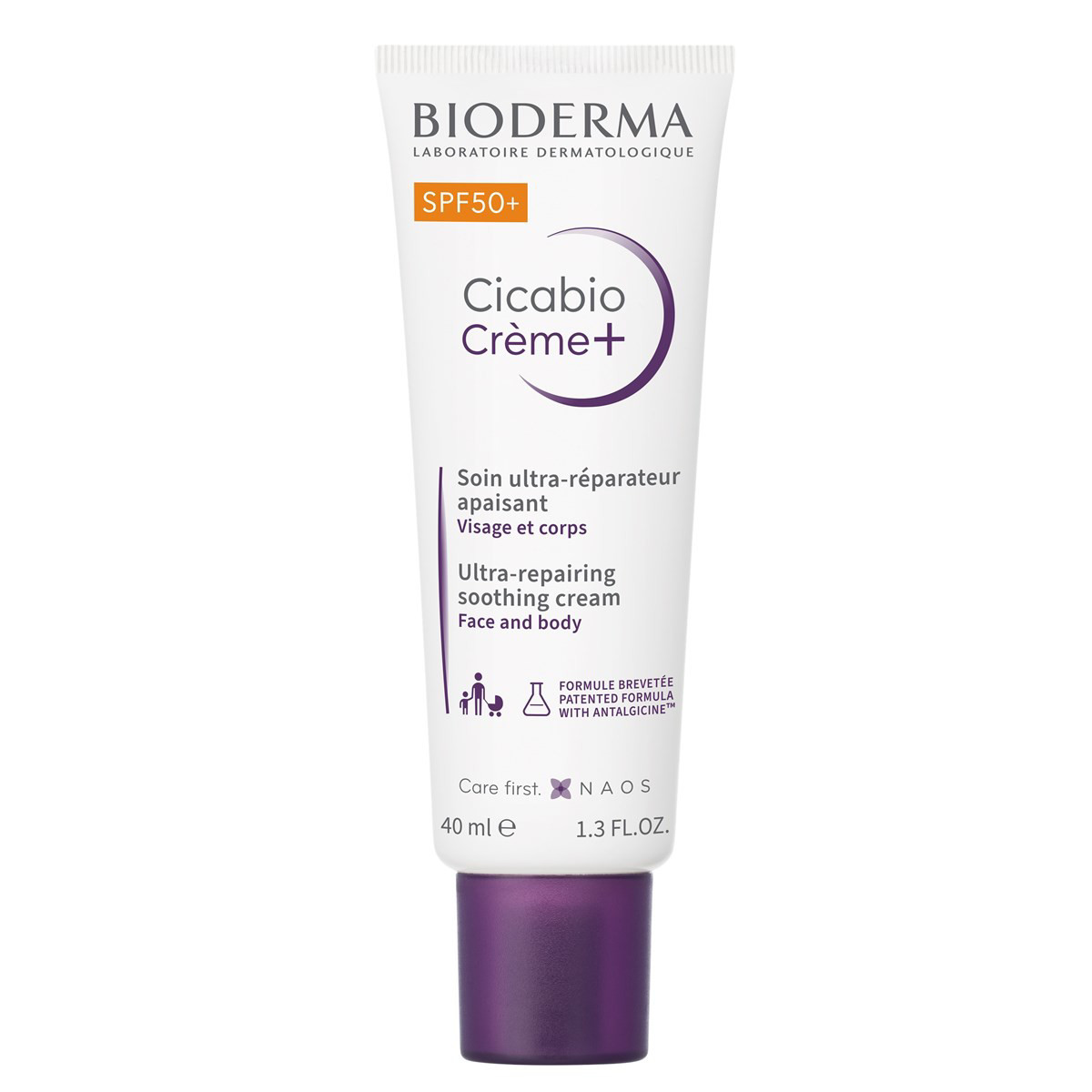 BIODERMA CICABIO CREME+, regeneruojamasis kremas su aukšta apsauga nuo saulės, SPF50, 40ml