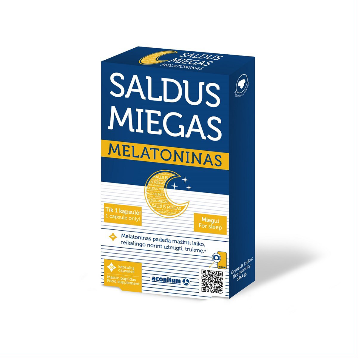 SALDUS MIEGAS MELATONINAS,1 mg,  30 kietųjų kapsulių