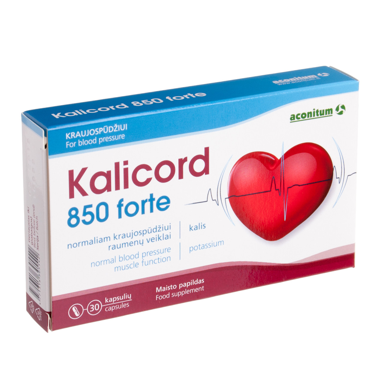 KALICORD 850 FORTE, 30 kietųjų kapsulių