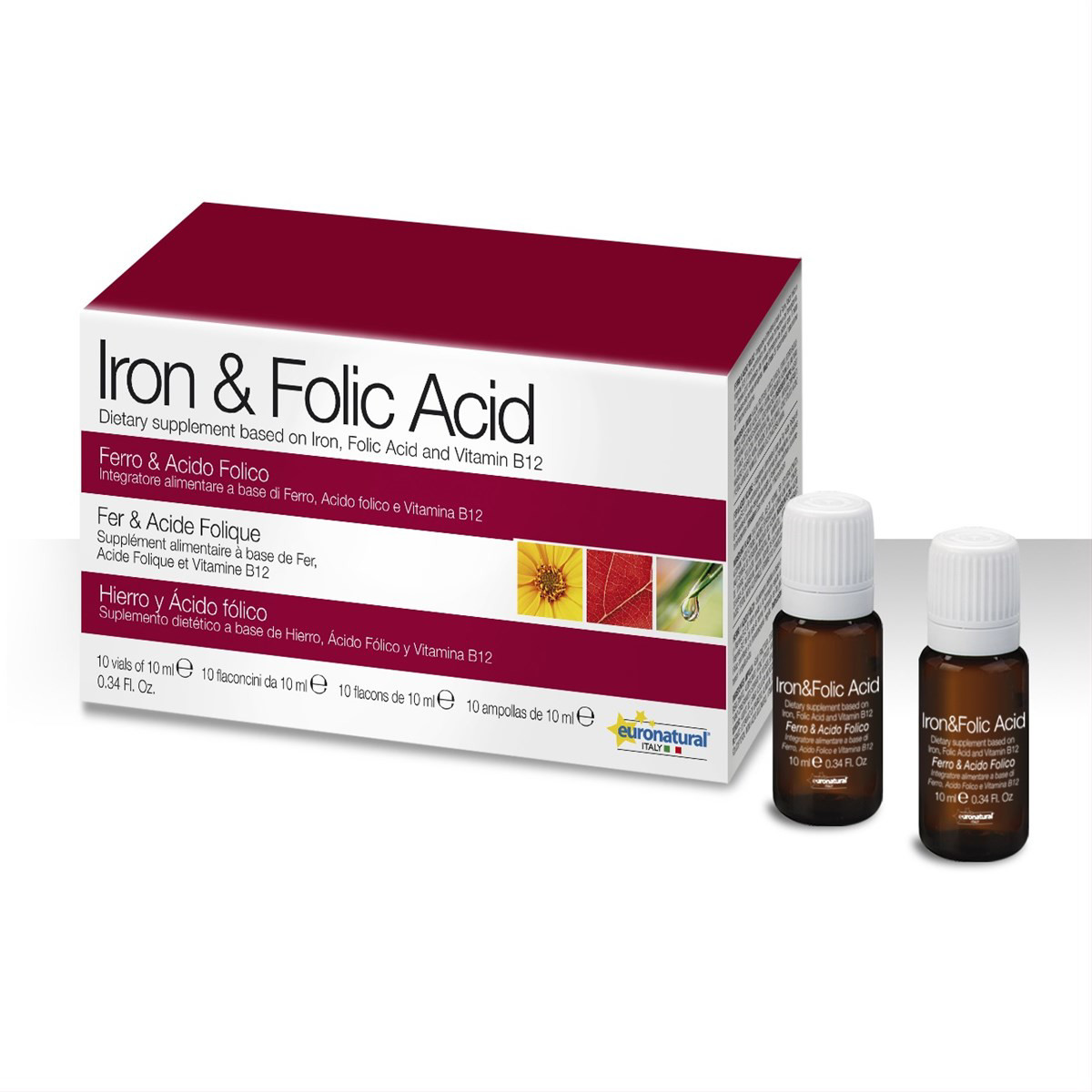 IRON & FOLIC ACID GELEŽIES BISGLICINATAS+FOLIO RUGŠTIS+B12, 10 ml, buteliukai, N10