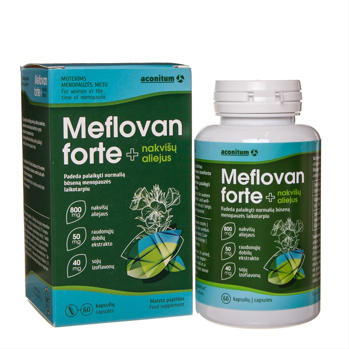 MEFLOVAN FORTE + nakvišų aliejus, 60 kapsulių