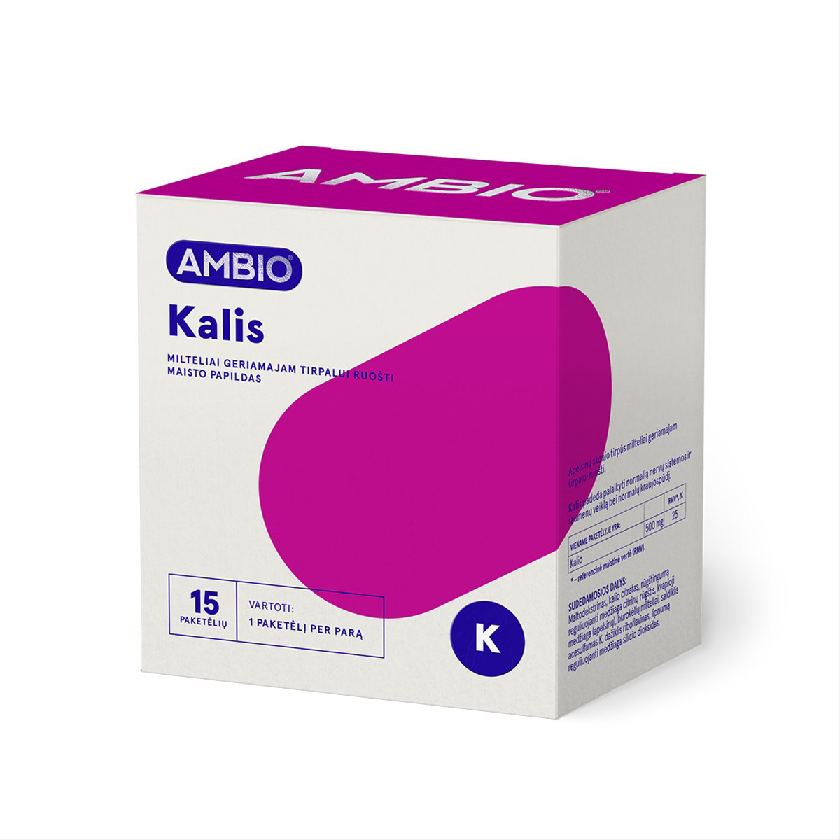 AMBIO KALIS (500 mg), 15 paketėlių miltelių geriamajam tirpalui ruošti