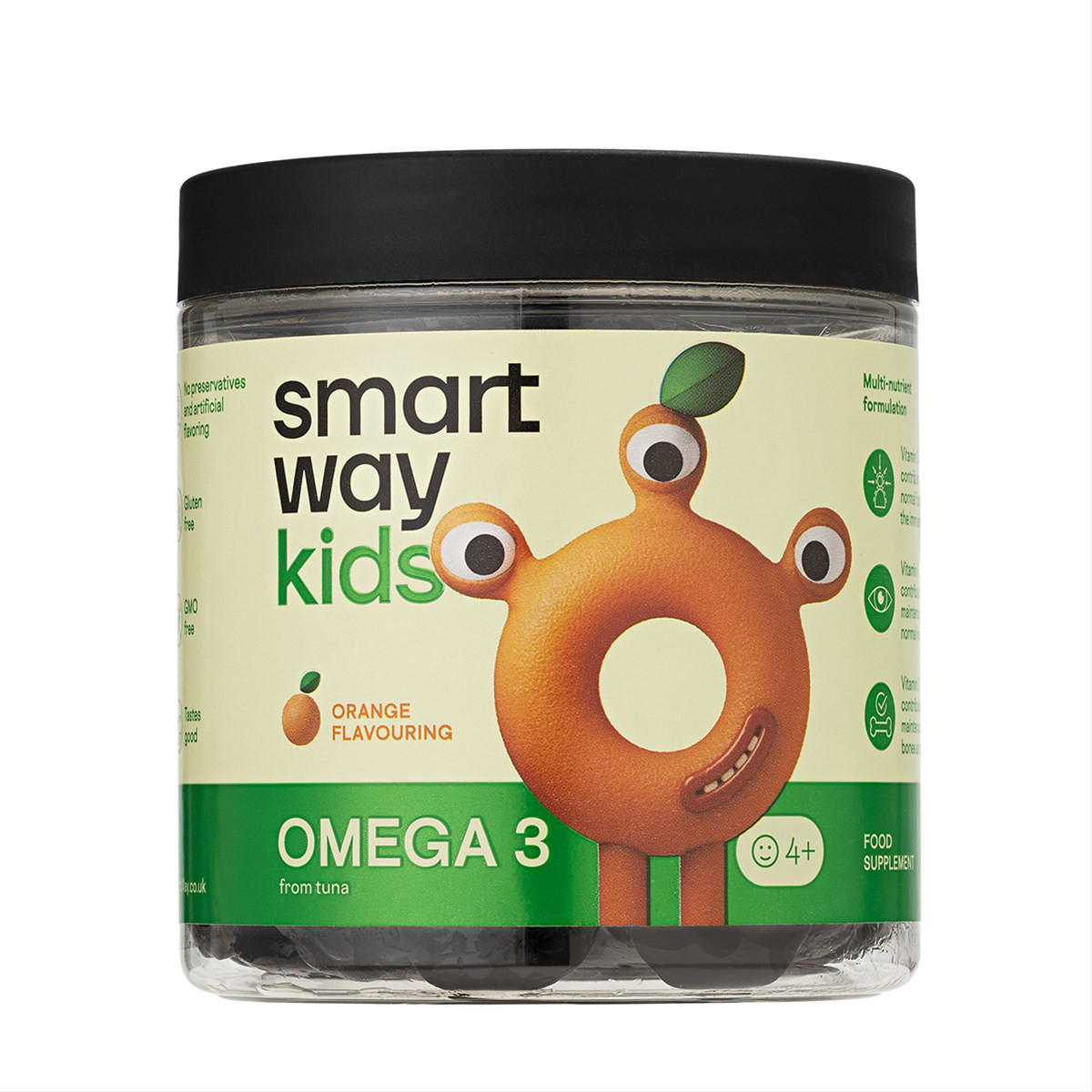 SMART WAY KIDS OMEGA-3, apelsinų skonio guminukai, 60 vnt.