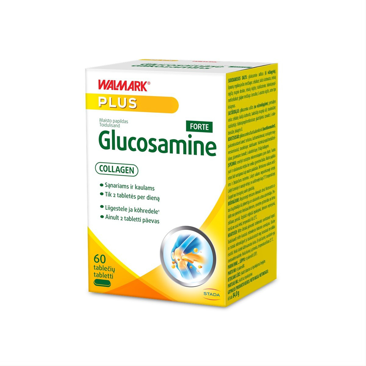 WALMARK GLUCOSAMINE + COLLAGEN FORTE, 60 tablečių