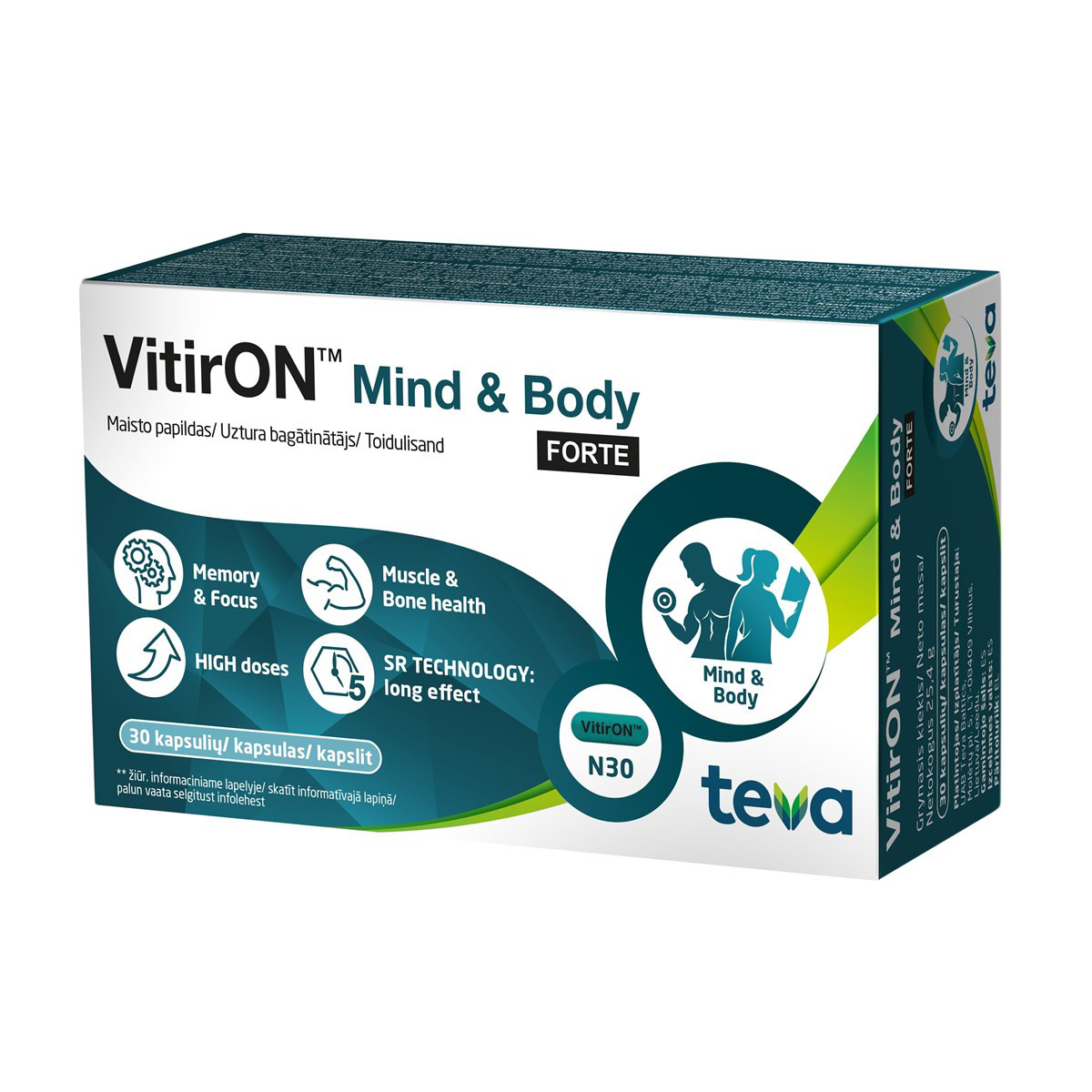 VITIRON, MIND & BODY FORTE, 30 kapsulių