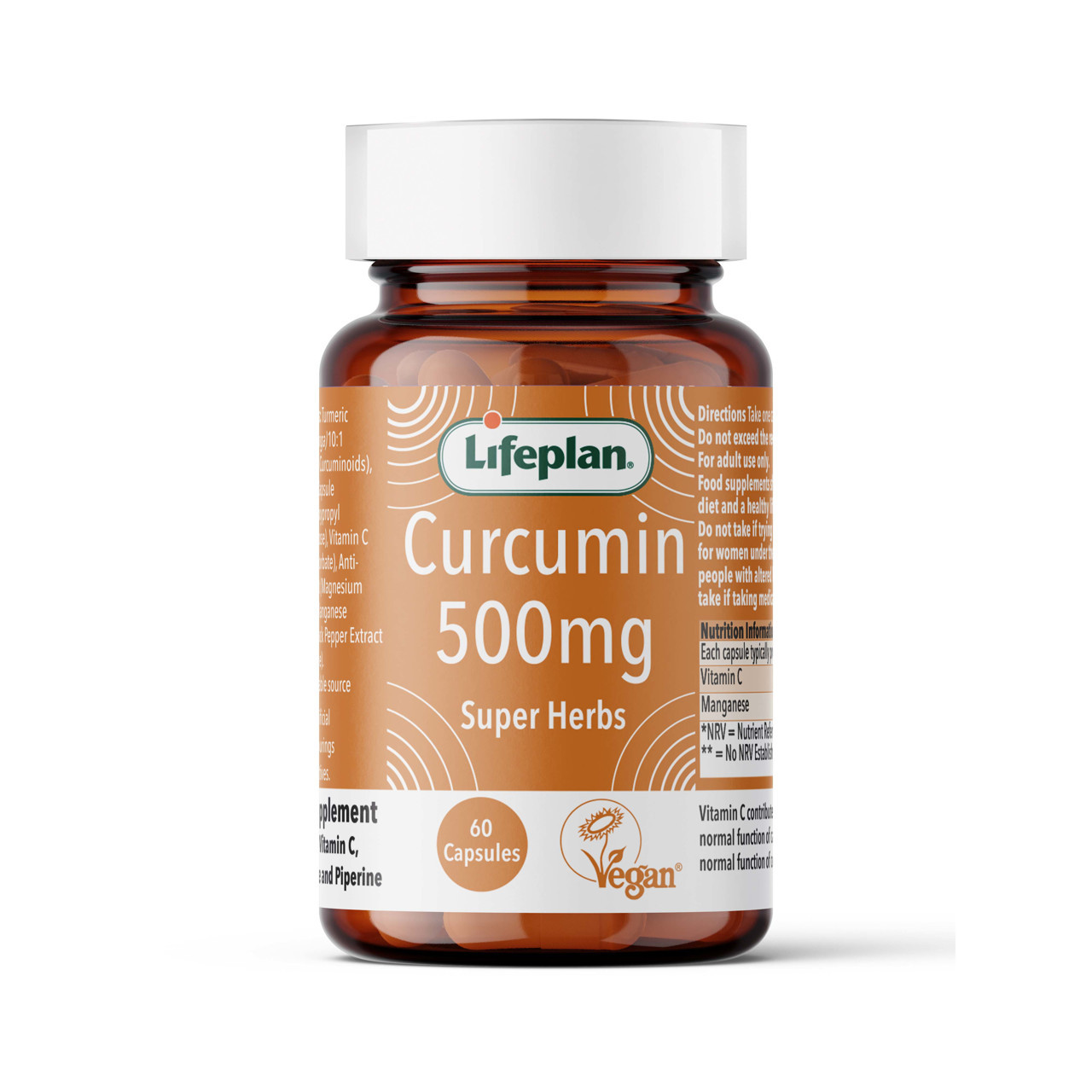 CURCUMIN 500, LIFEPLAN SUPER HERBS, kurkuminas, 60 kapsulių