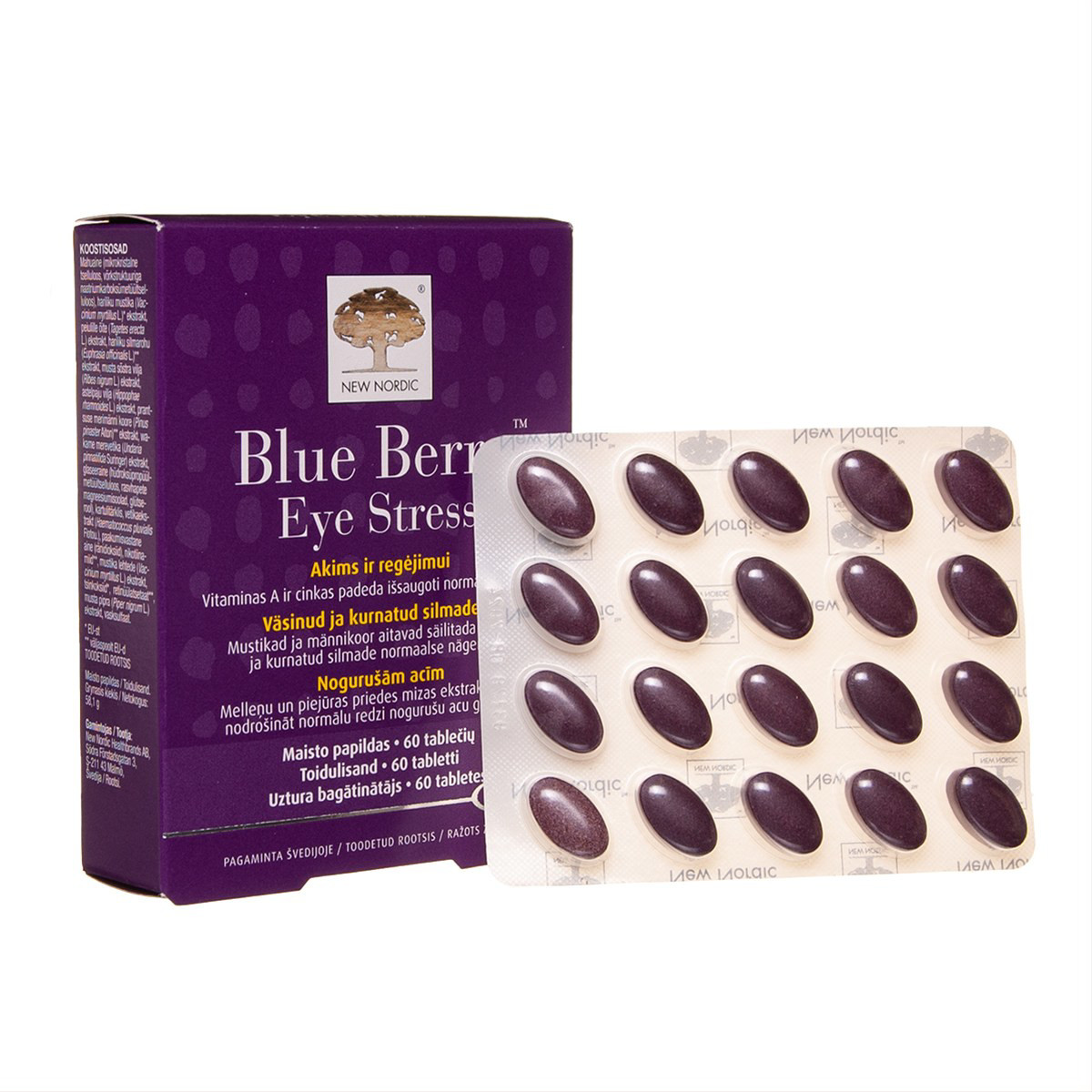 NEW NORDIC BLUE BERRY EYE STRESS, 60 tablečių