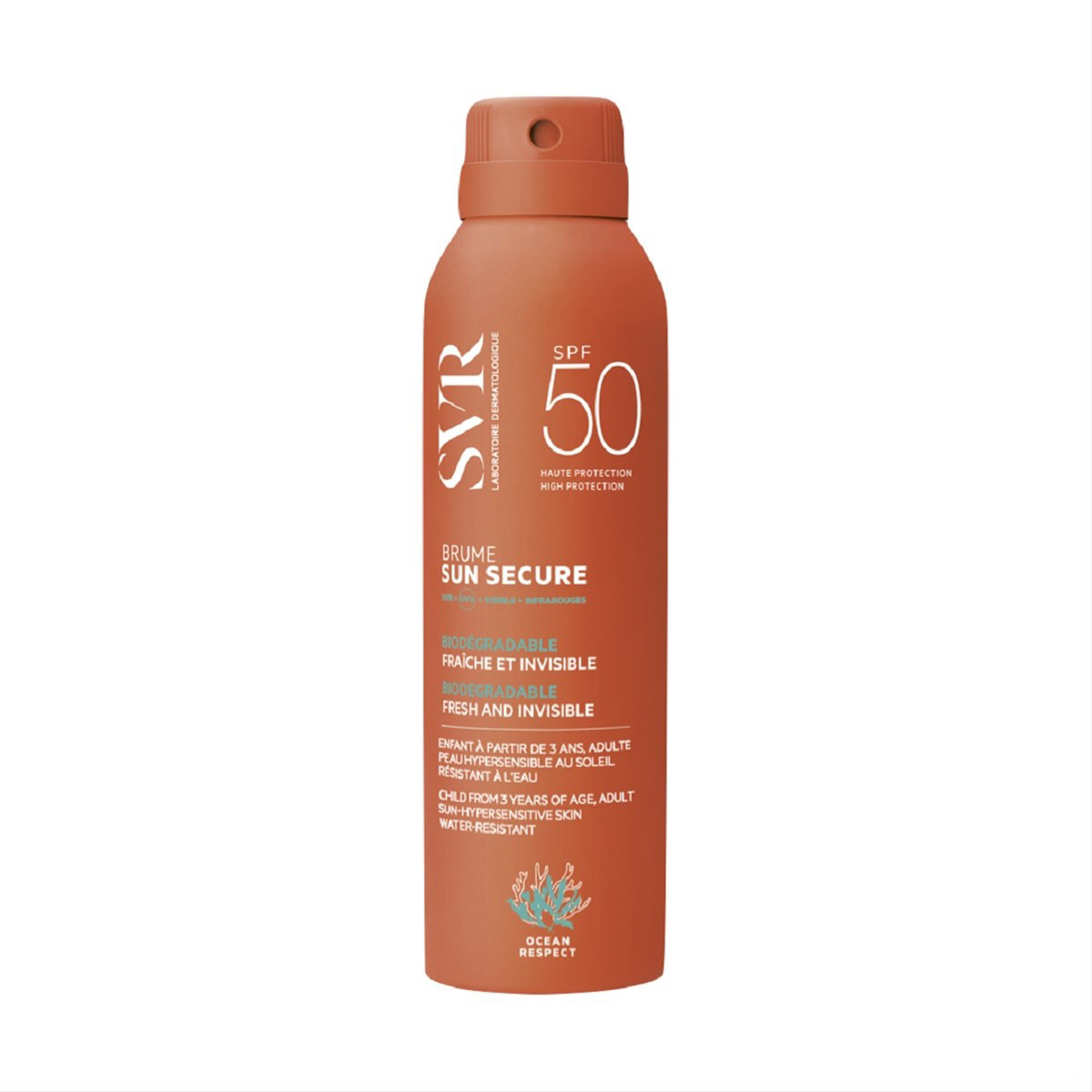 SVR SUN SECURE BRUME, purškiamas balzamas nuo saulės veidui ir kūnui, SPF50+, 200 ml