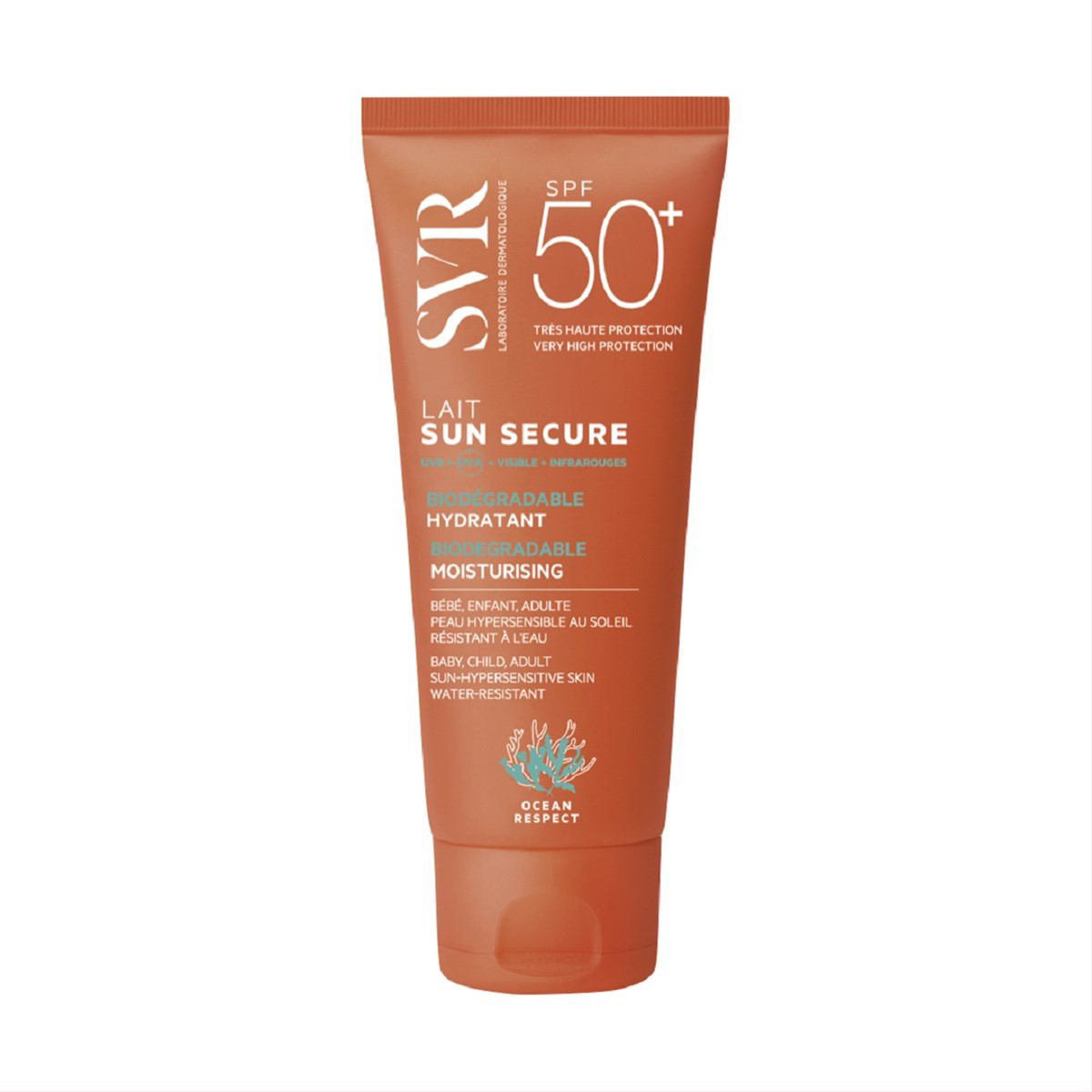 SVR SUN SECURE LAIT SPF50+, drėkinamasis pienelis nuo saulės, 100 ml