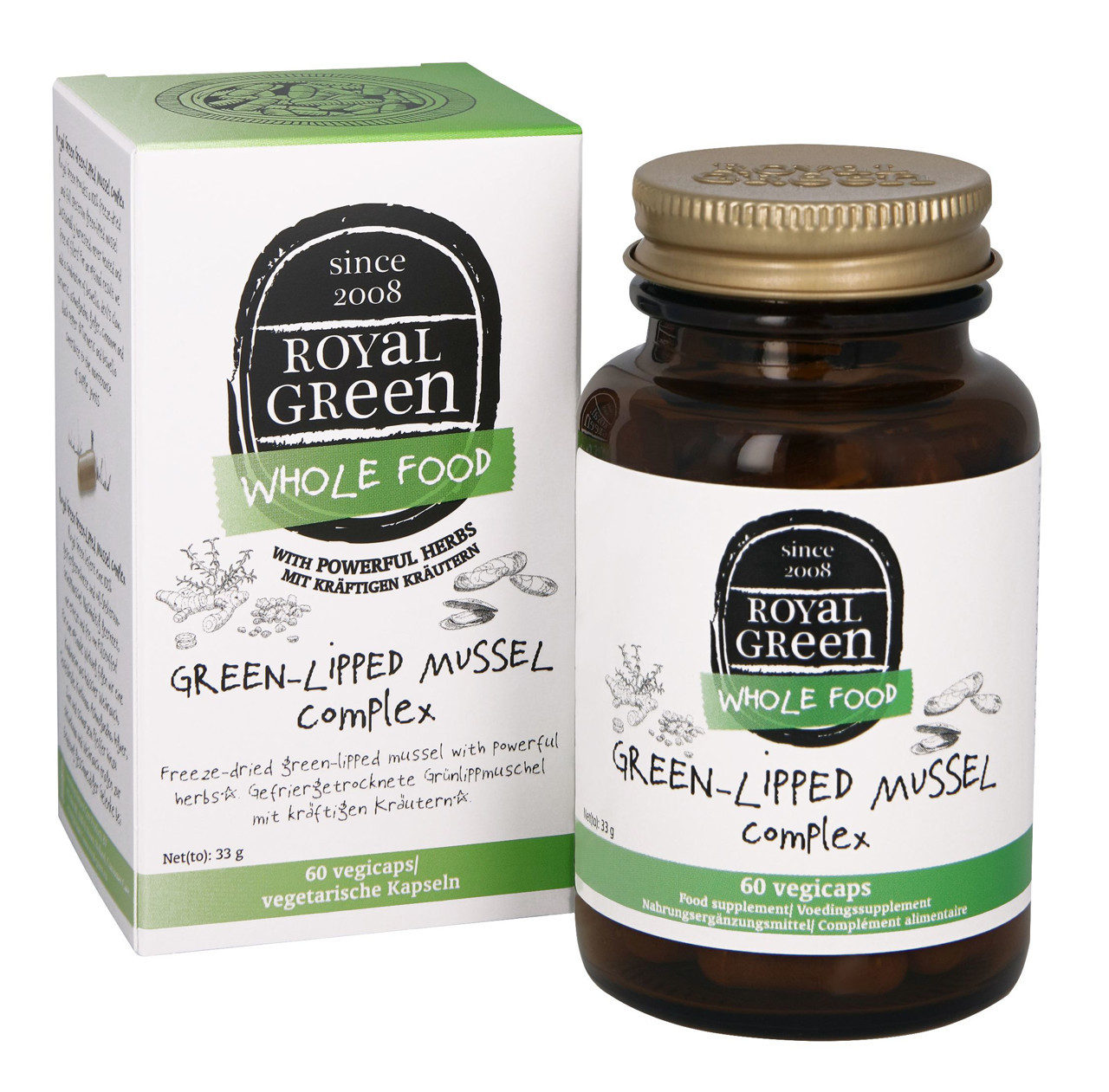 ROYAL GREEN GREEN - LIPPED MUSSEL, žaliųjų midijų kompleksas, 60 kapsulių