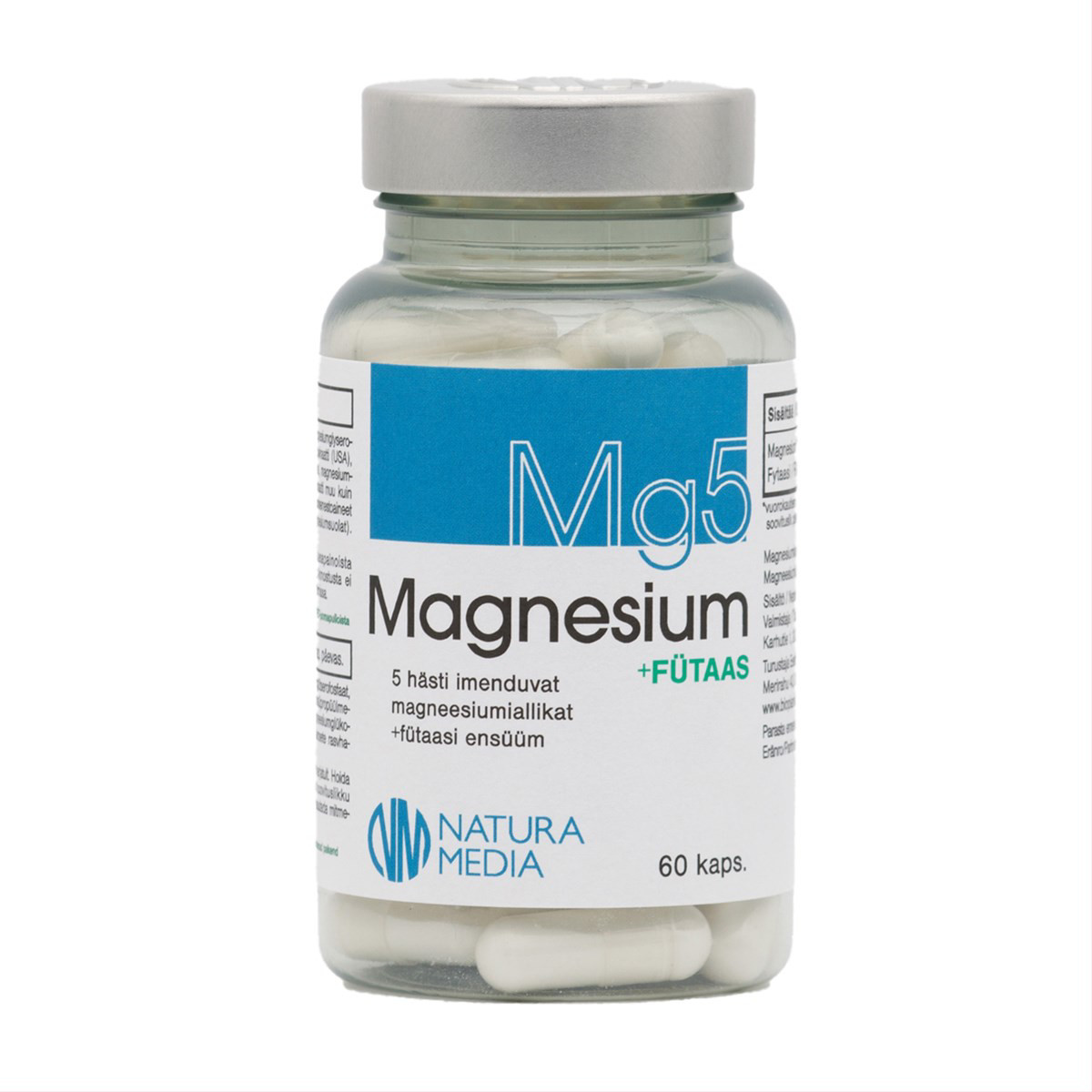 NATURA MEDIA, Mg5 Magnesium+Phytase, 60 kapsulių