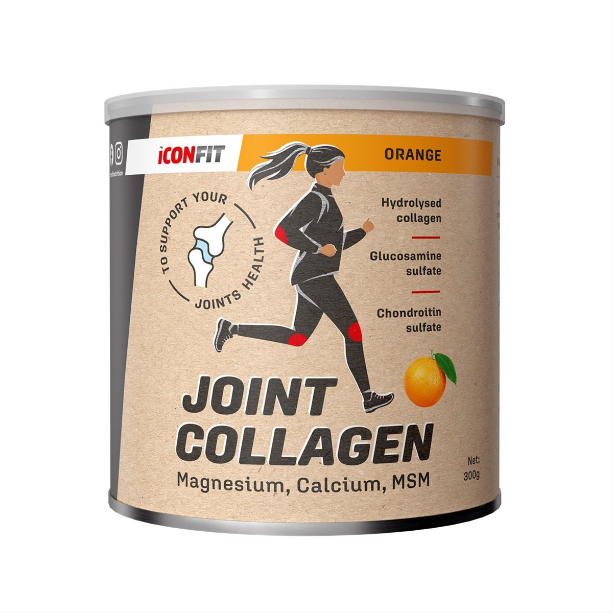 ICONFIT, sąnarių kolagenas, apelsinų skonio milteliai, 300 g