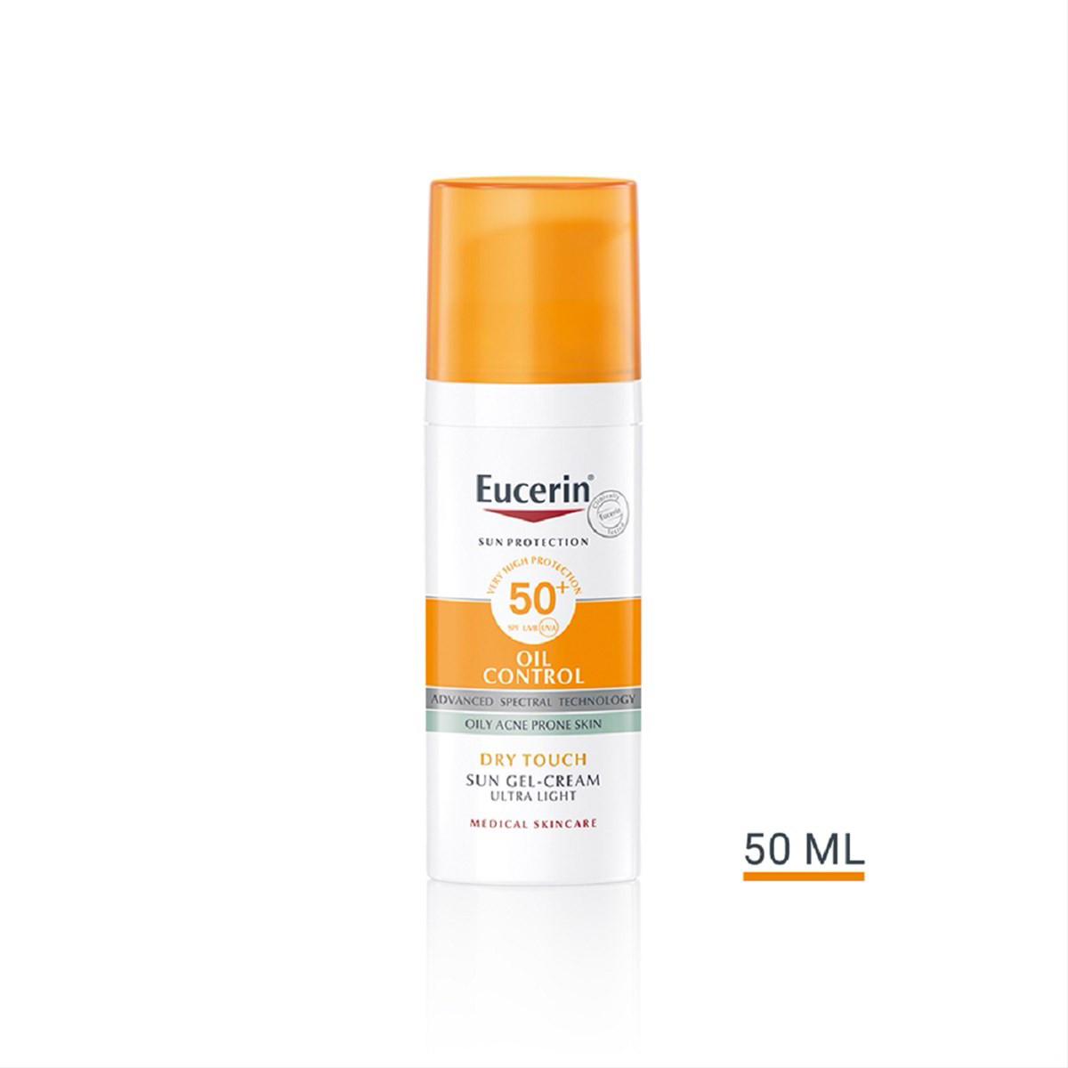 EUCERIN, kreminis gelis veidui nuo saulės, SPF 50+, riebiai, į aknę linkusiai odai, 50 ml