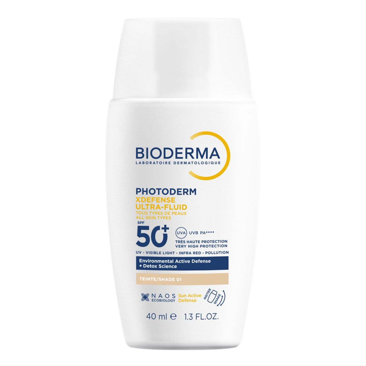 BIODERMA PHT XDEFENSE ULTRA-FLUID,  labai aukštos apsaugos ir itin lengvos tekstūros kremas nuo saulės su spalva, SPF50+, 40 ml
