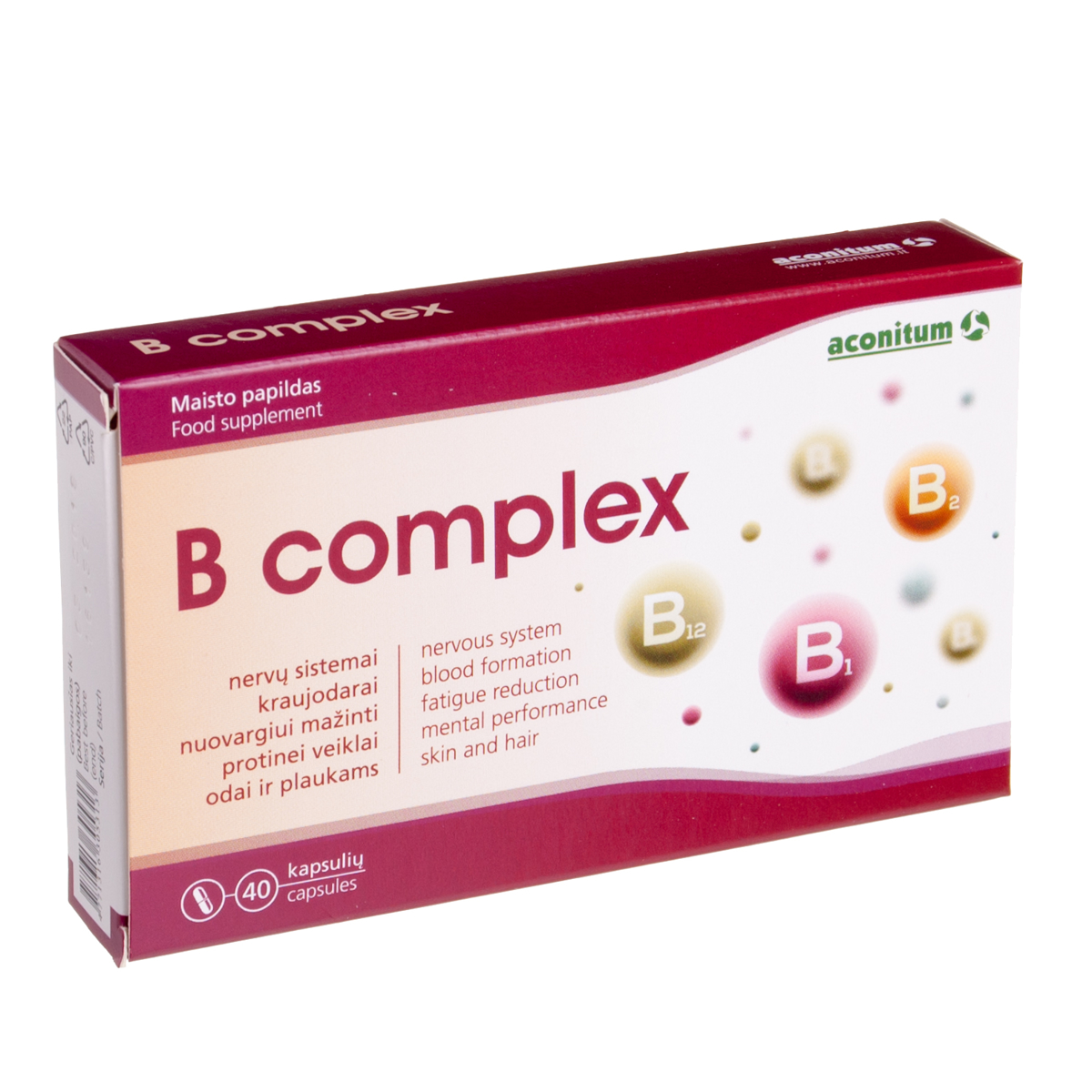 B COMPLEX, 40 kapsulių
