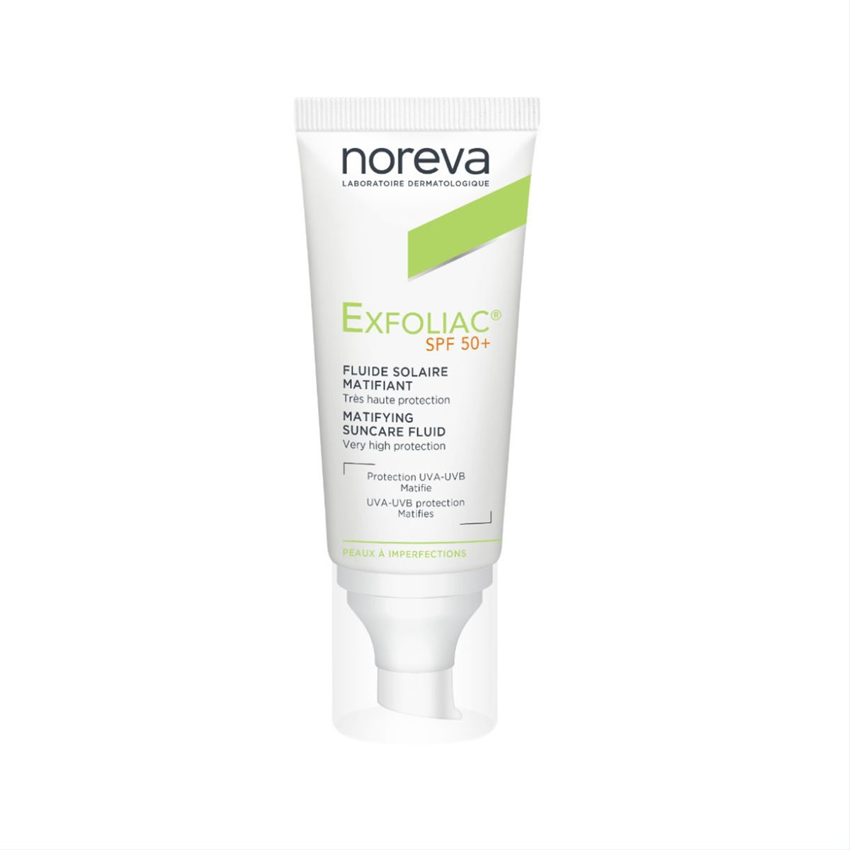 NOREVA EXFOLIAC, matizuojantis apsaugini skystis, SPF50+, 40ml