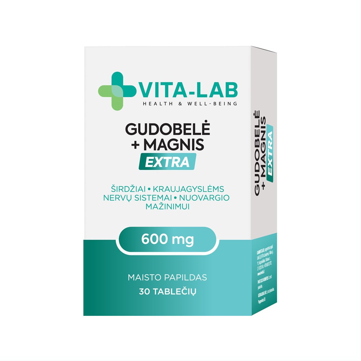 VITA-LAB GUDOBELĖ 600 SU MAGNIU EXTRA, 30 tablečių