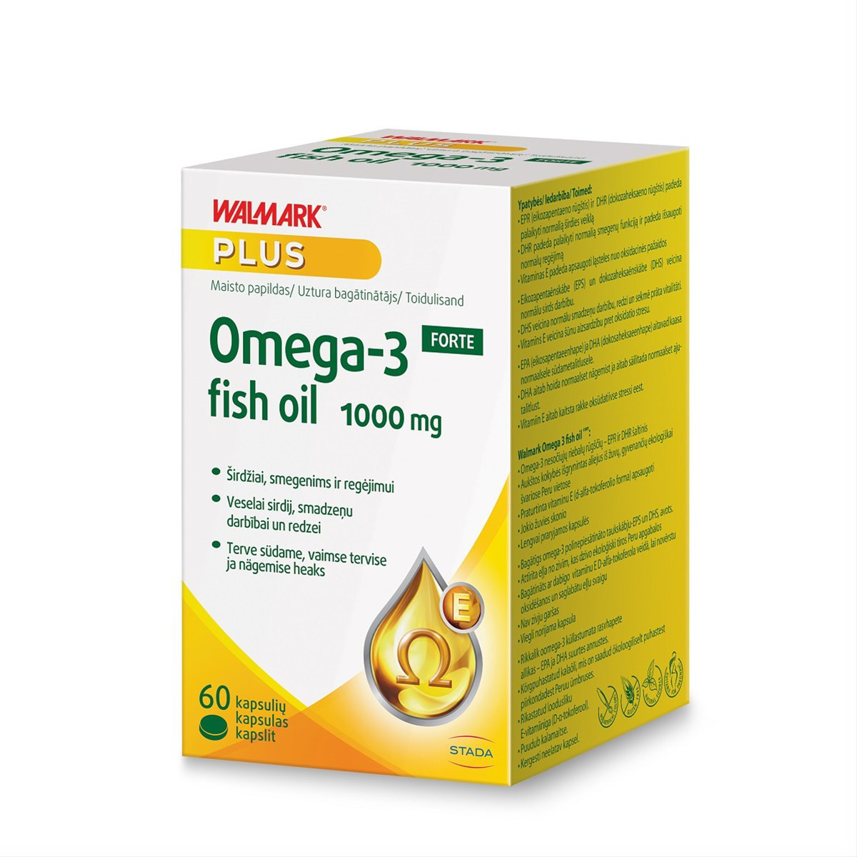WALMARK OMEGA 3 FORTE, 1000 mg, 60 kapsulių