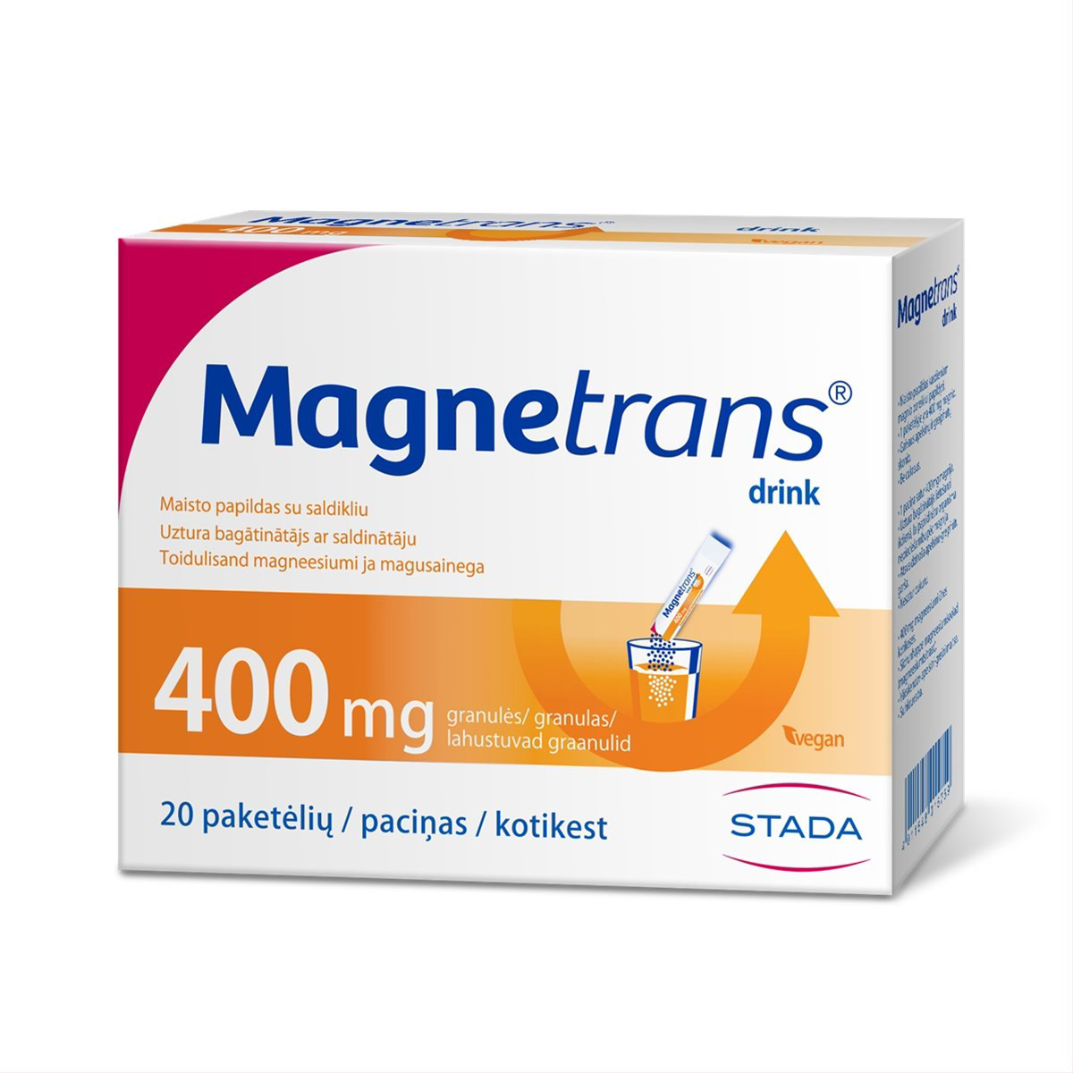 MAGNETRANS DRINK, 400 mg, vandenyje tirpstančios granulės, N20