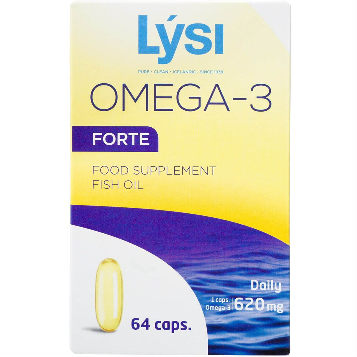 LYSI OMEGA-3 FORTE, ŽUVŲ TAUKAI, 64 KAPSULĖS