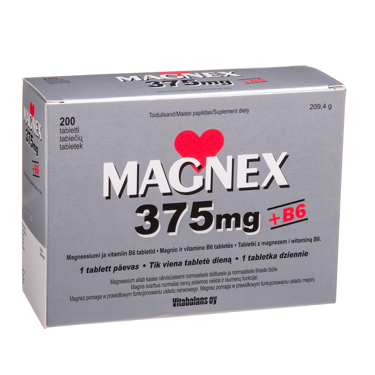 MAGNEX + B6, 375 mg, 200 tablečių