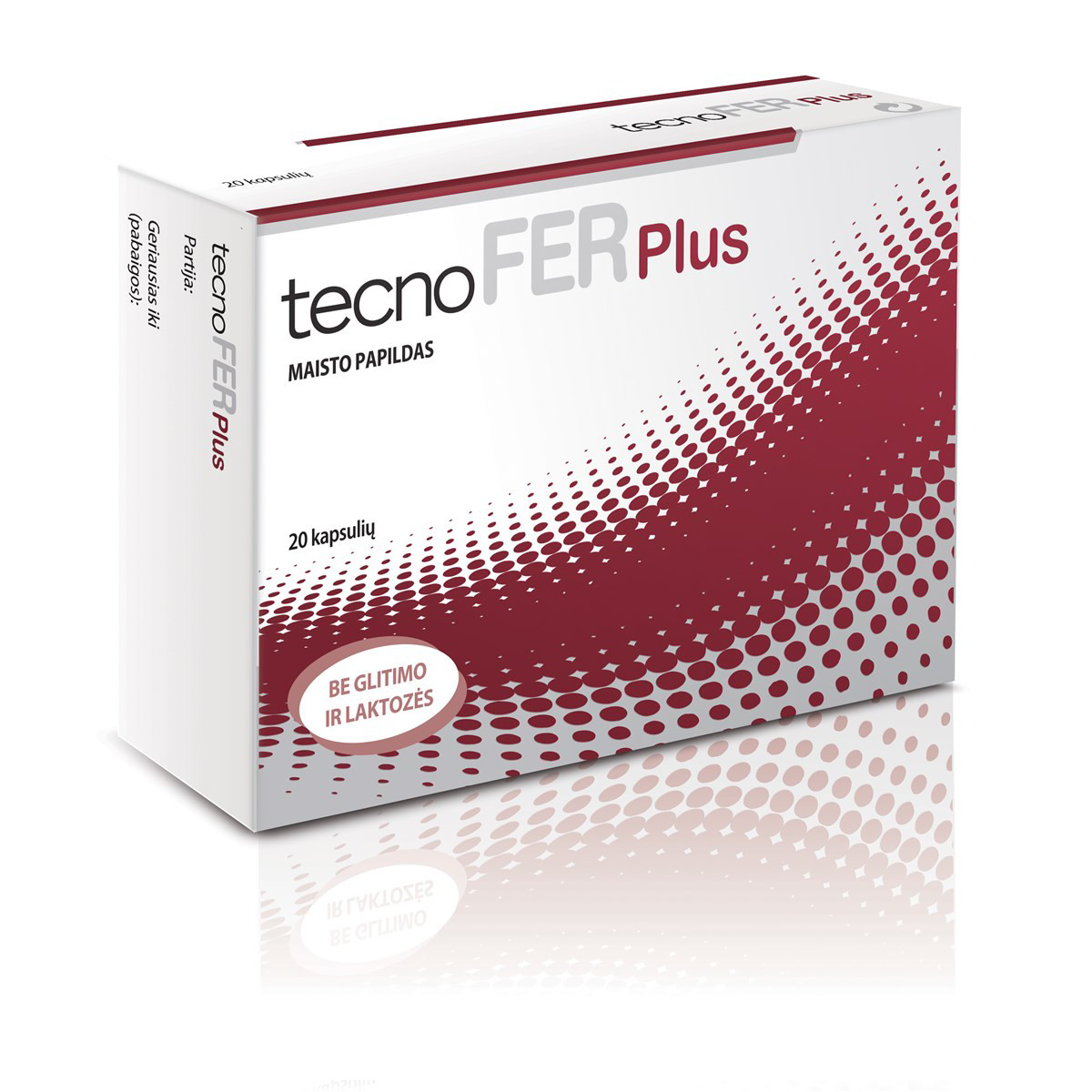 TECNOFER PLUS, 30 mg, be glitimo ir laktozės, 20 kapsulių