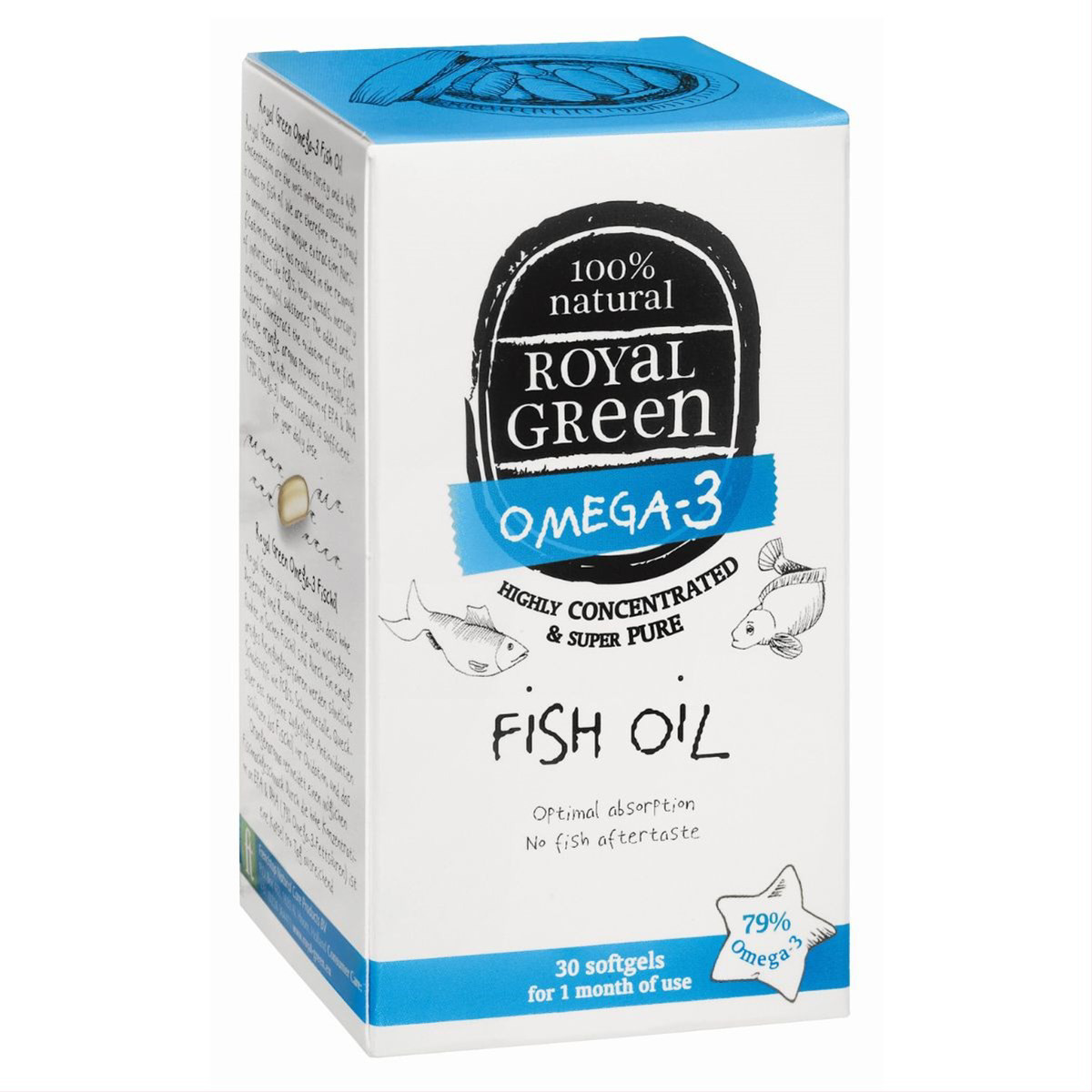 ROYAL GREEN ŽUVŲ TAUKAI OMEGA-3 79%, 30 kapsulių