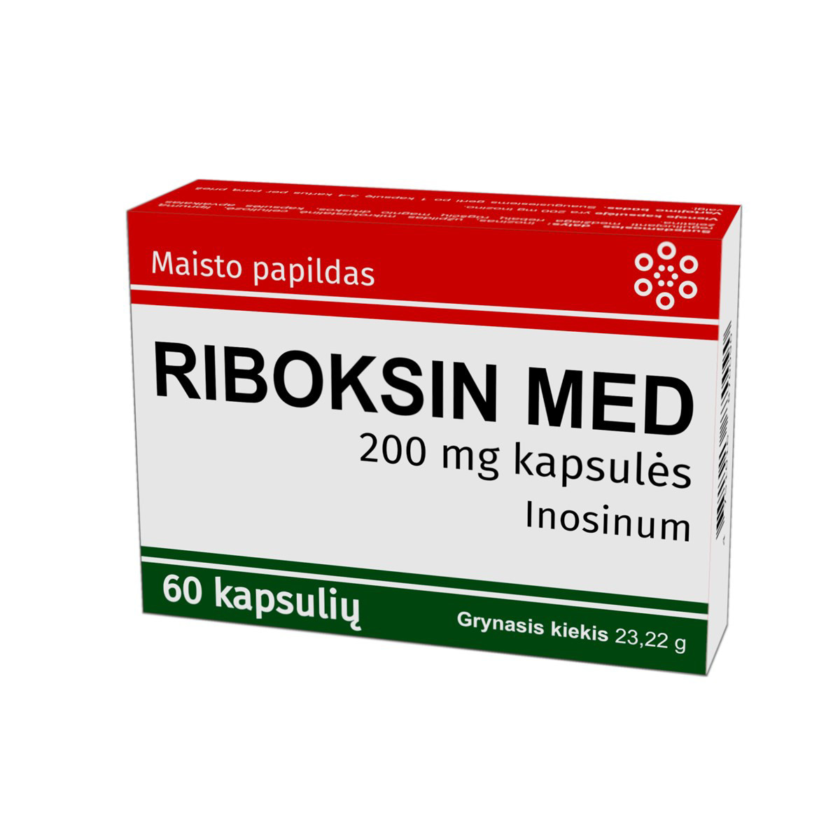 RIBOKSIN MED, 200mg, maisto papildas, 60 kapsulių