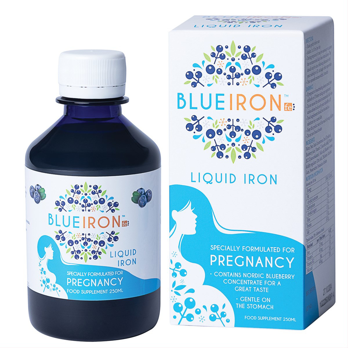 BLUEIRON PREGNANCY, skystas maisto papildas su geležimi, 250 ml