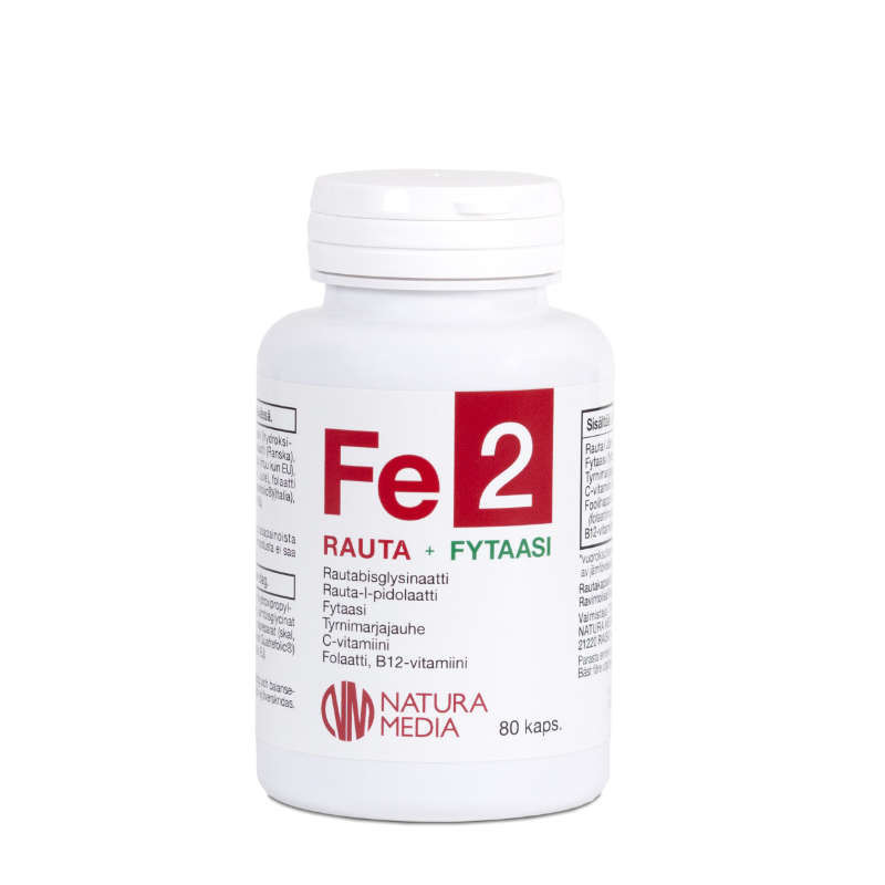Natura Media Fe2 Iron + PHYTASE, 80 kapsulių