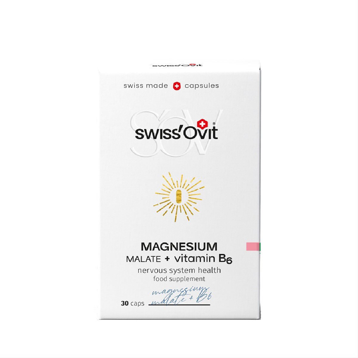 SWISSOVIT, magnio malatas + vitaminas B6, 30 kapsulių