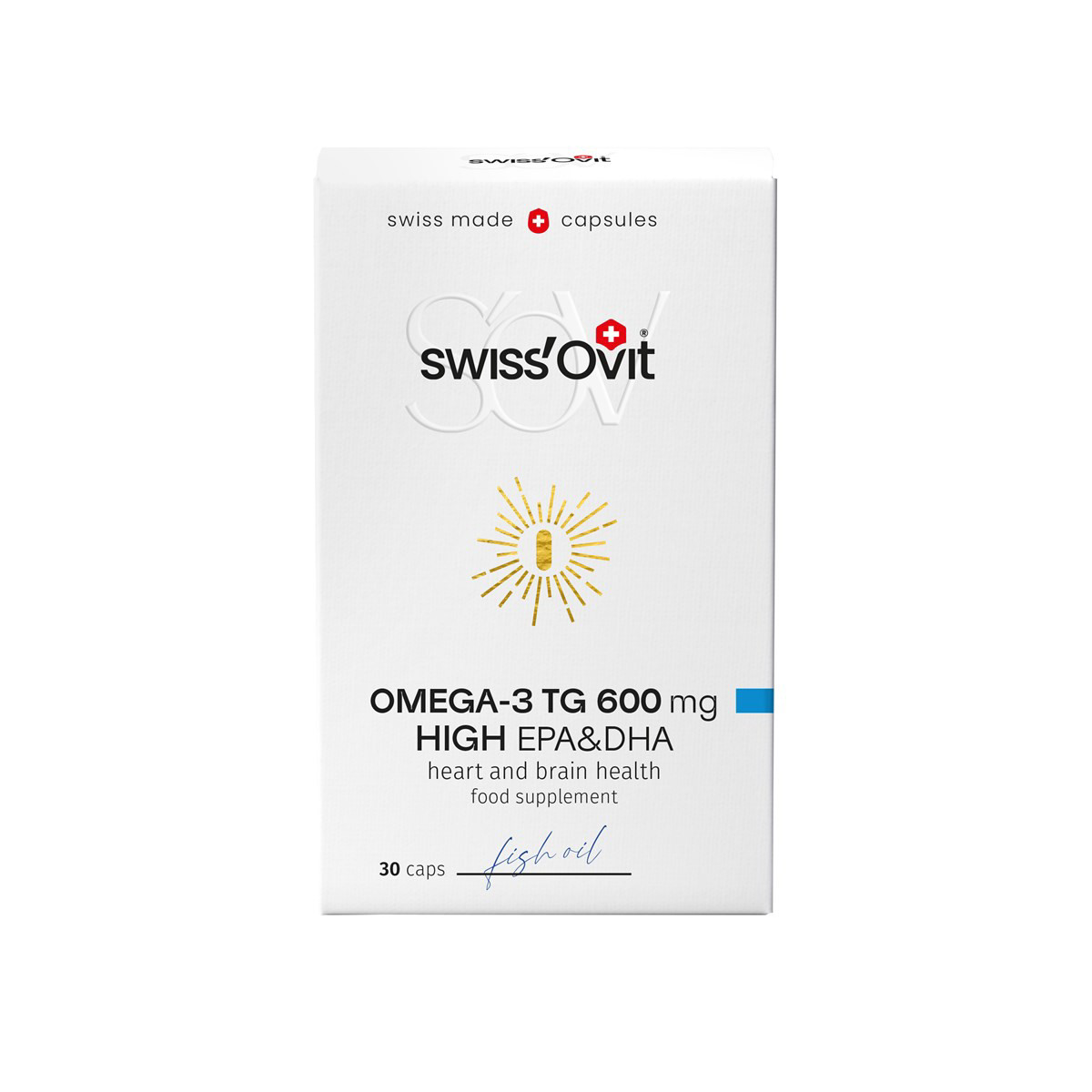 SWISSOVIT, OMEGA-3 TG, 600 mg, žuvų taukai, 30 kapsulių