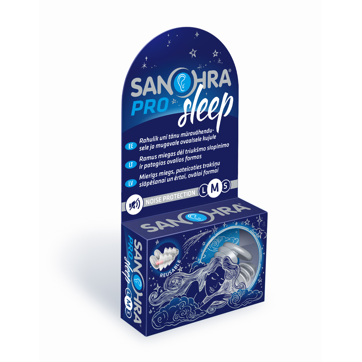 SANOHRA PRO SLEEP M, ausų kištukai miegui, 2vnt.