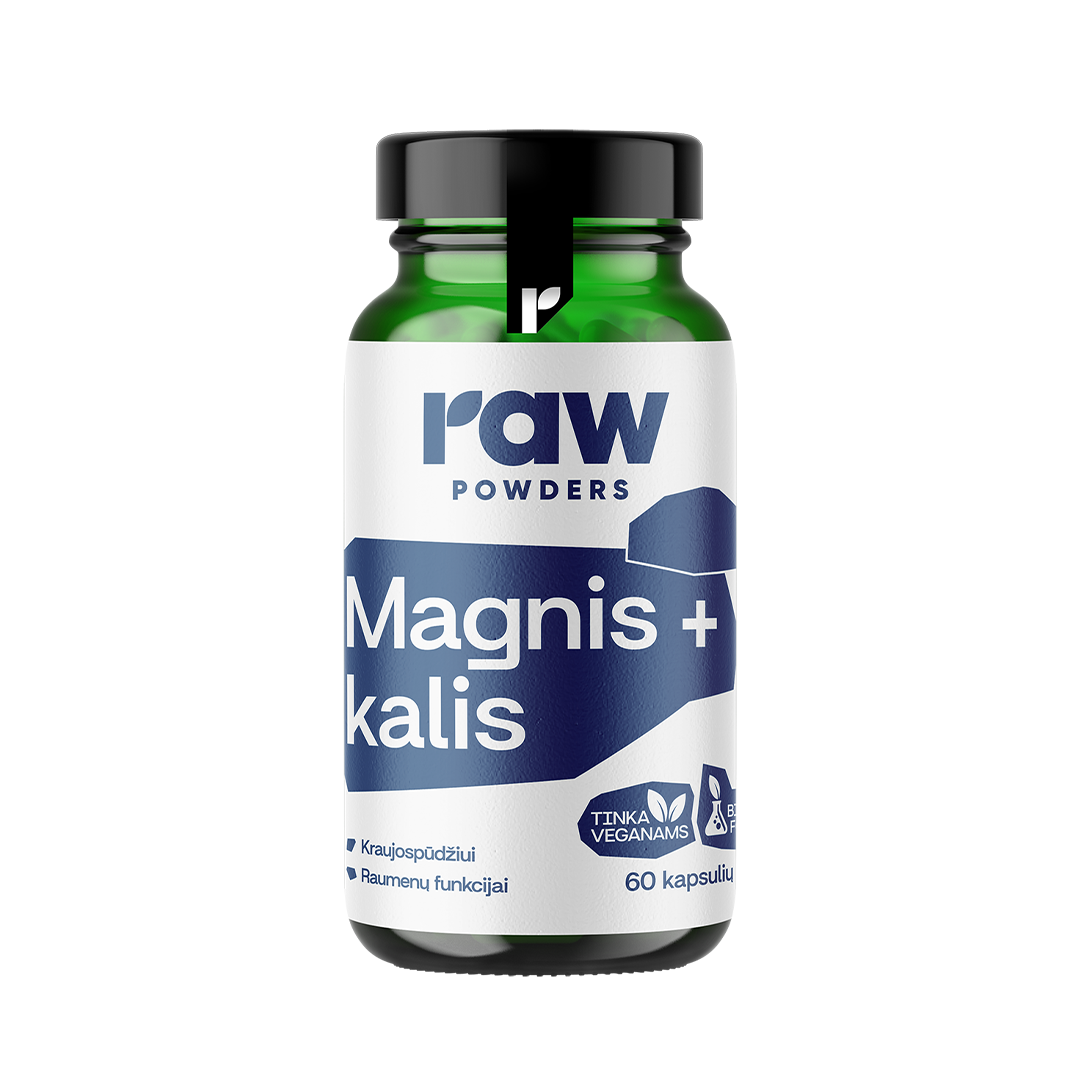 RAW POWDERS Magnis ir kalis PLUS, 60 kapsulių