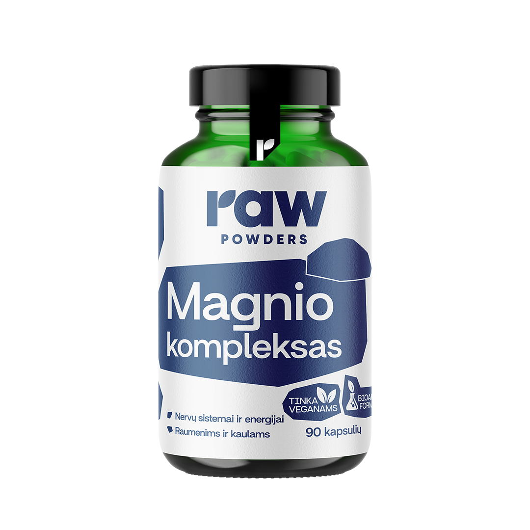 RAW POWDERS Magnio kompleksas PLUS, 90 kapsulių