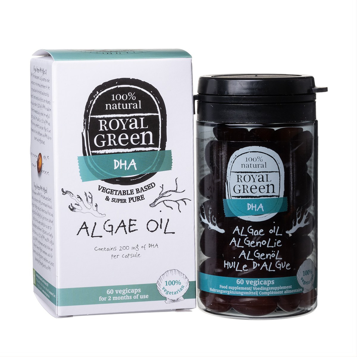 ROYAL GREEN ALGAE OIL OMEGA-3 DHR, dumblių aliejus, 200 mg, 60 kapsulių