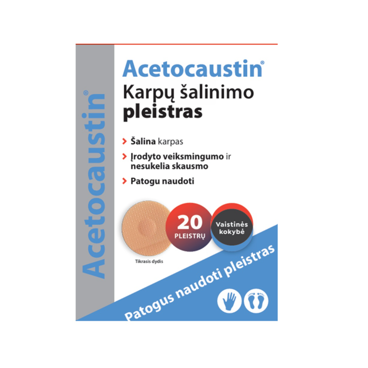 ACETOCAUSTIN, karpų šalinimo pleistras, 20vnt.