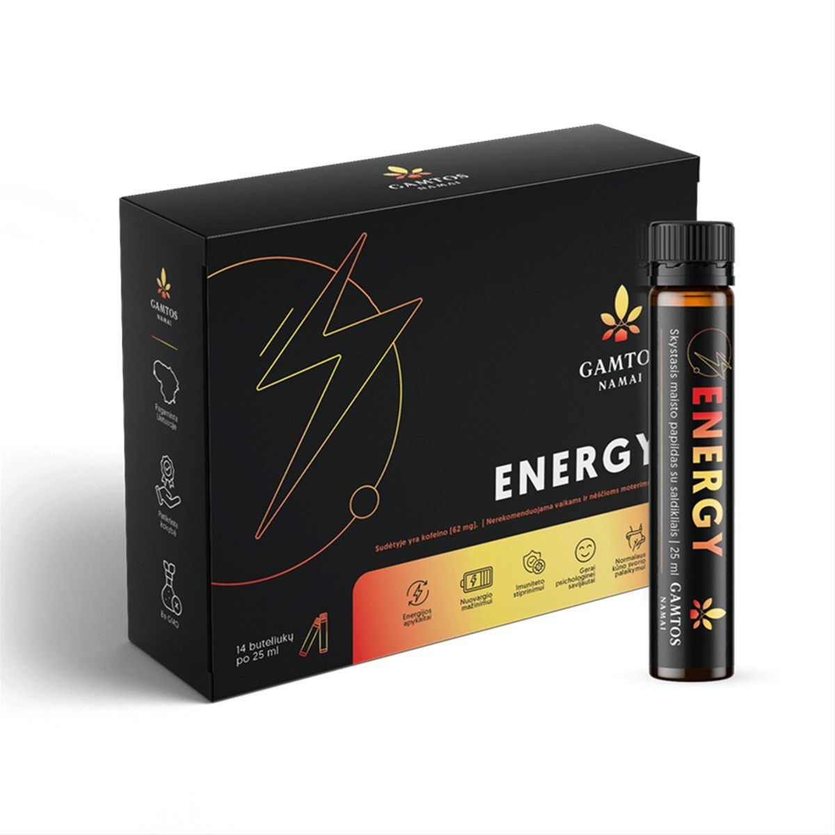 GAMTOS NAMAI ENERGY, skystasis maisto papildas,14 buteliukų po 25 ml